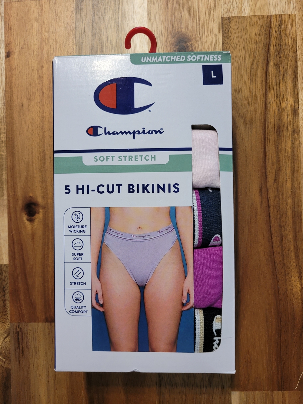 Champion 5-Pack Hi-Cut Bikinis - Pink, Purple, Black